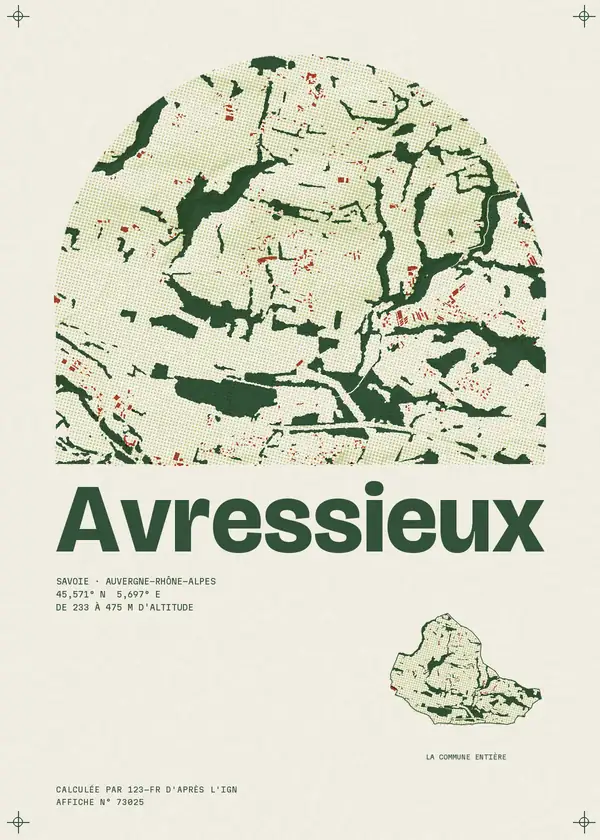 Affiche de Avressieux, calculée par 123-fr d'après l'IGN