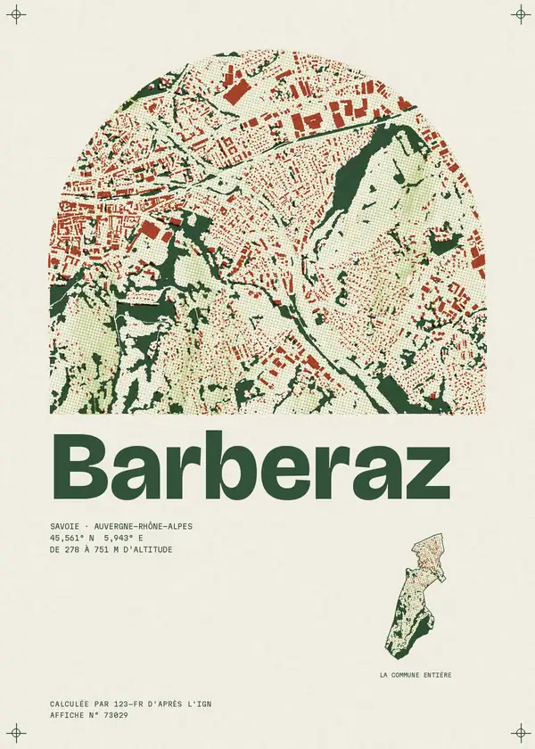 Affiche de Barberaz, calculée par 123-fr d'après l'IGN