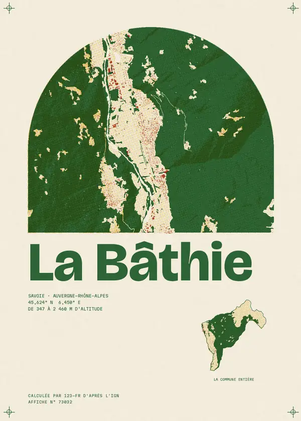 Affiche de La Bâthie, calculée par 123-fr d'après l'IGN
