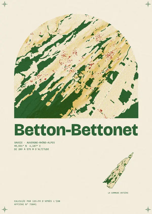 Affiche de Betton-Bettonet, calculée par 123-fr d'après l'IGN