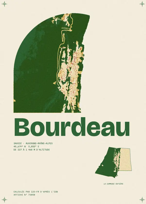 Affiche de Bourdeau, calculée par 123-fr d'après l'IGN