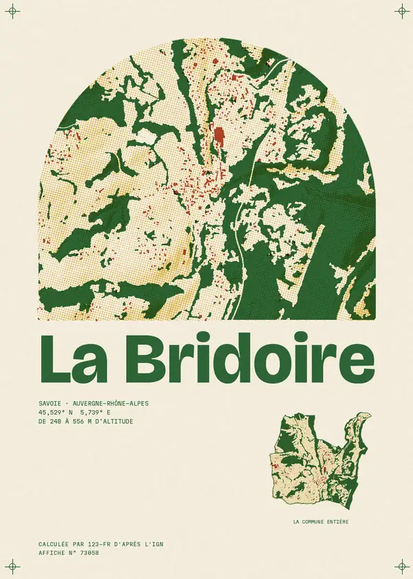 Affiche de La Bridoire, calculée par 123-fr d'après l'IGN