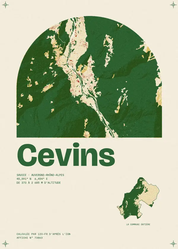 Affiche de Cevins, calculée par 123-fr d'après l'IGN