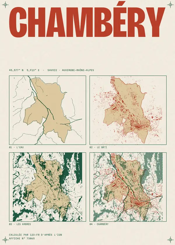 Affiche de Chambéry, calculée par 123-fr d'après l'IGN