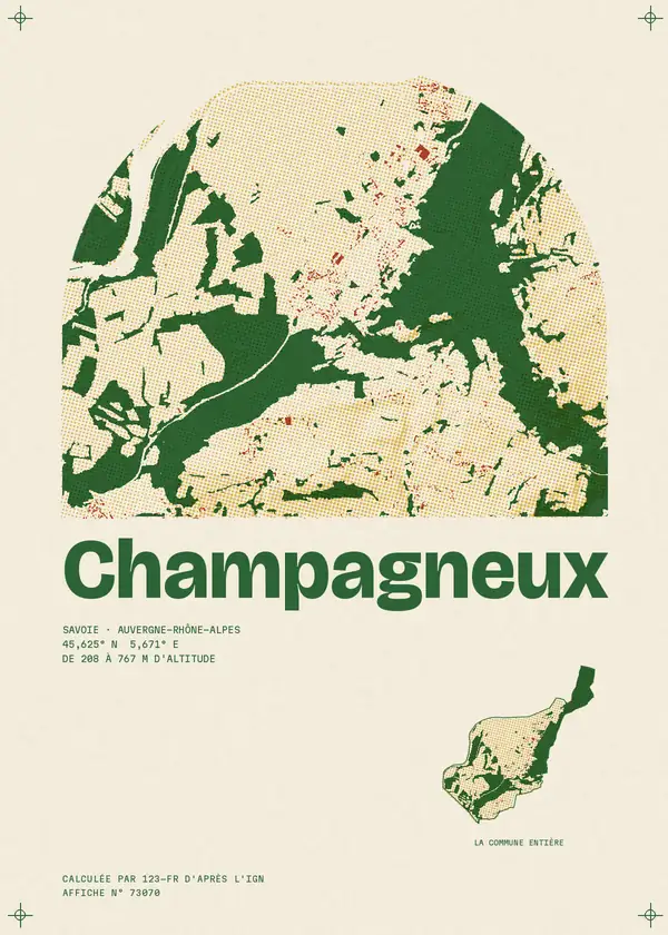 Affiche de Champagneux, calculée par 123-fr d'après l'IGN