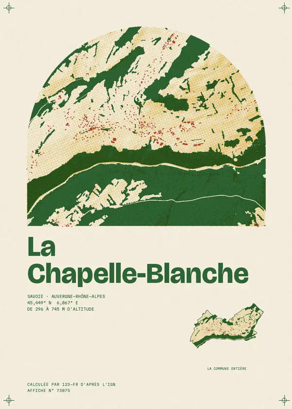 Affiche de La Chapelle-Blanche, calculée par 123-fr d'après l'IGN