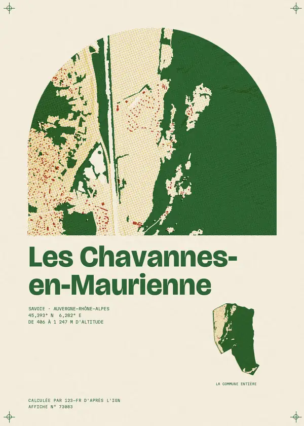 Affiche de Les Chavannes-en-Maurienne, calculée par 123-fr d'après l'IGN