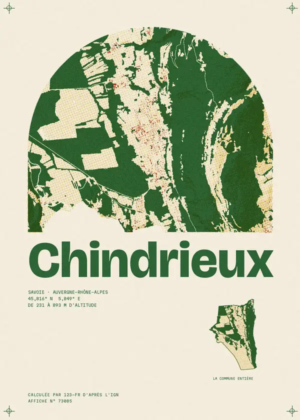 Affiche de Chindrieux, calculée par 123-fr d'après l'IGN