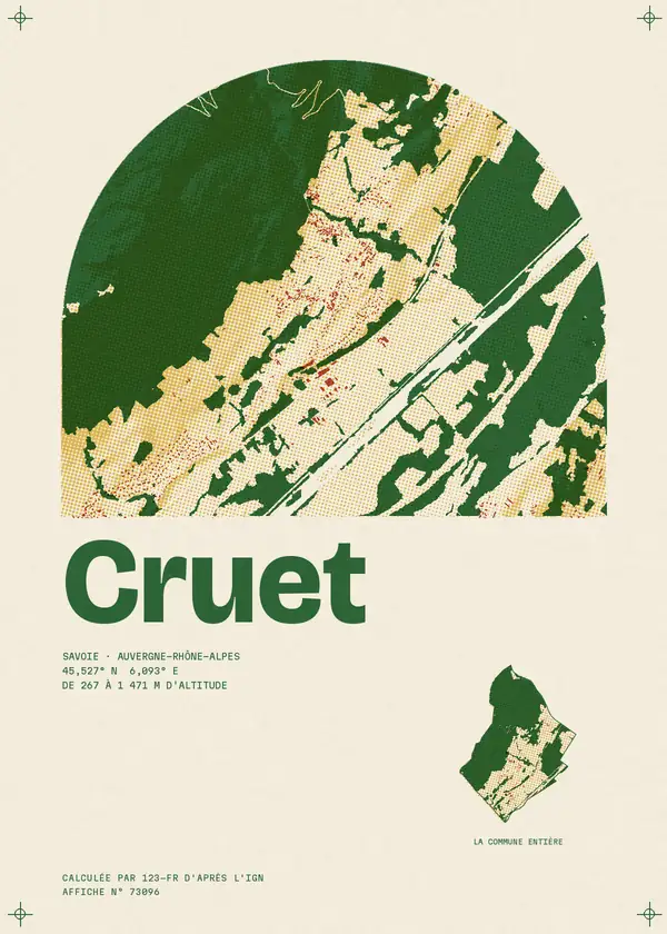 Affiche de Cruet, calculée par 123-fr d'après l'IGN