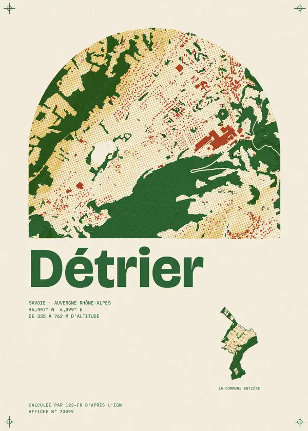 Affiche de Détrier, calculée par 123-fr d'après l'IGN