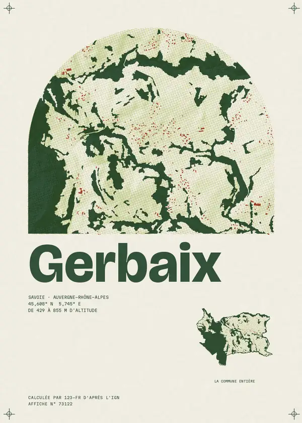 Affiche de Gerbaix, calculée par 123-fr d'après l'IGN