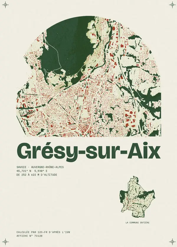 Affiche de Grésy-sur-Aix, calculée par 123-fr d'après l'IGN