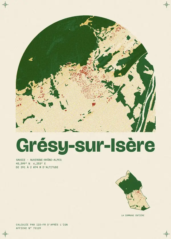 Affiche de Grésy-sur-Isère, calculée par 123-fr d'après l'IGN
