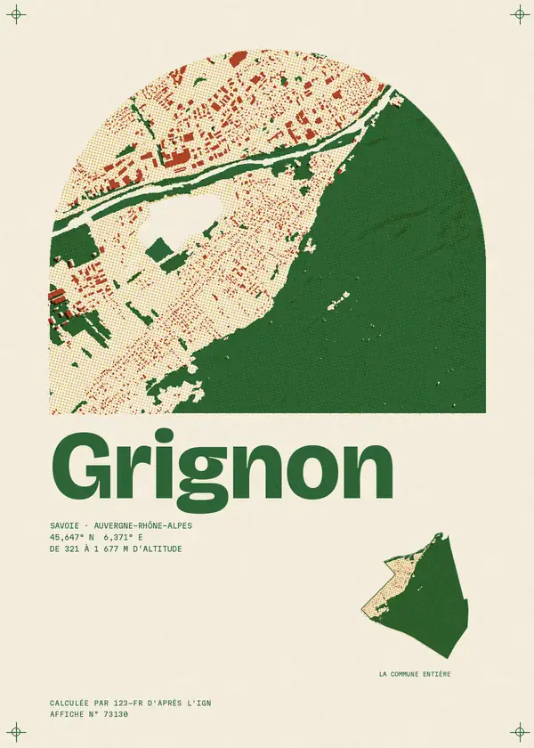 Affiche de Grignon, calculée par 123-fr d'après l'IGN