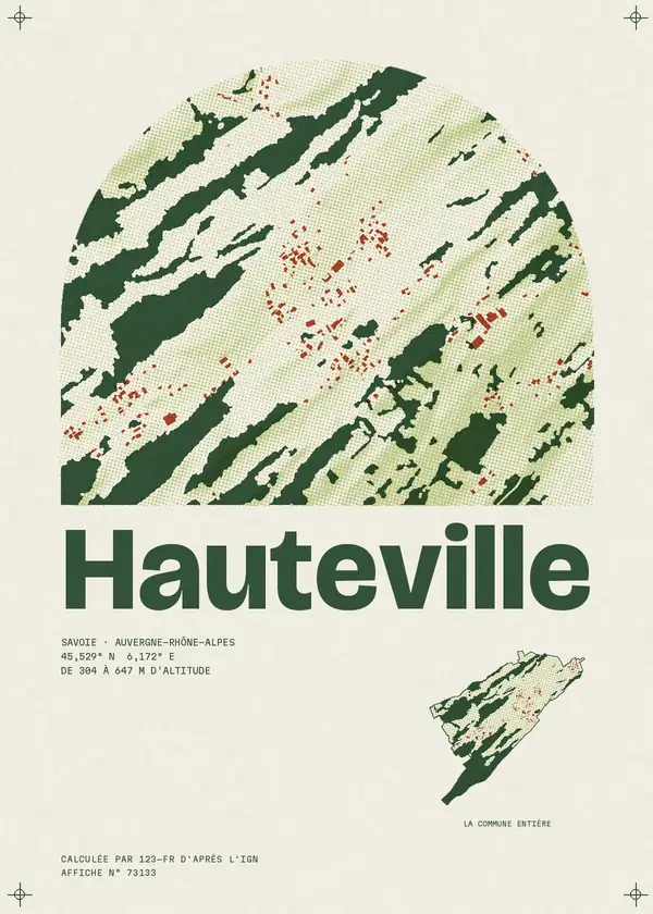 Affiche de Hauteville, calculée par 123-fr d'après l'IGN