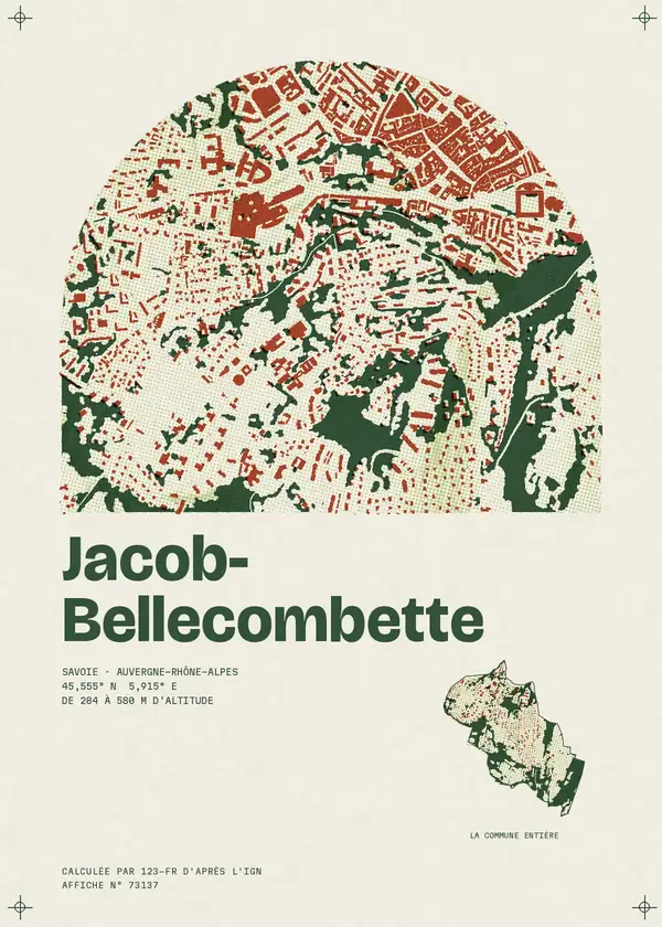 Affiche de Jacob-Bellecombette, calculée par 123-fr d'après l'IGN