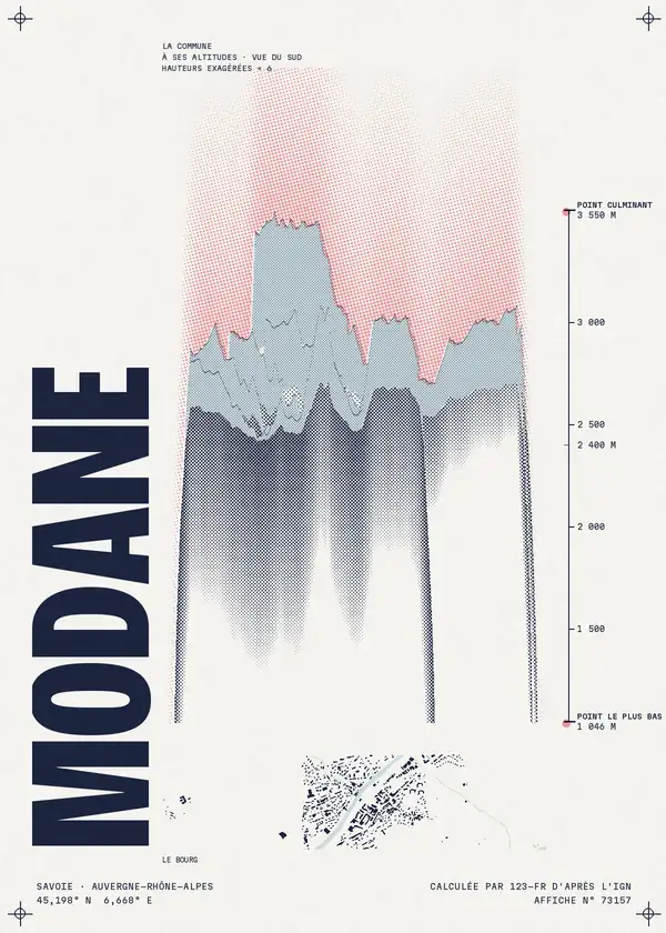 Affiche de Modane, calculée par 123-fr d'après l'IGN