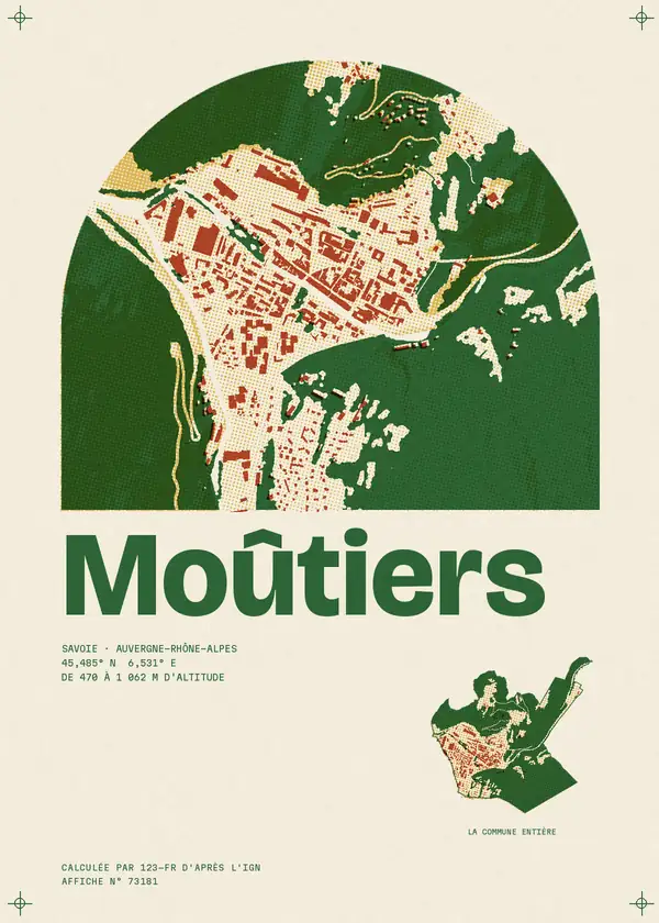 Affiche de Moûtiers, calculée par 123-fr d'après l'IGN