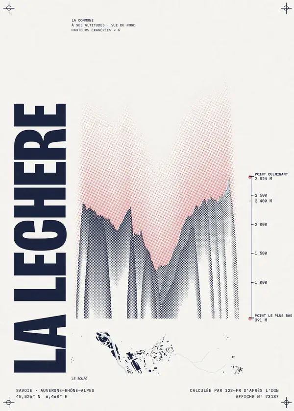 Affiche de La Léchère, calculée par 123-fr d'après l'IGN