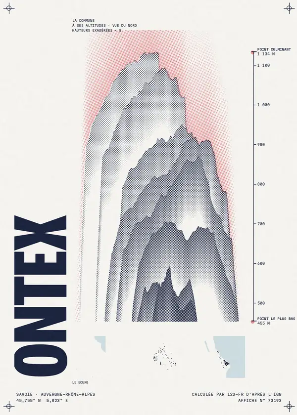 Affiche de Ontex, calculée par 123-fr d'après l'IGN