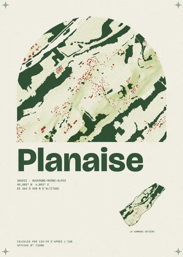Affiche de Planaise, calculée par 123-fr d'après l'IGN