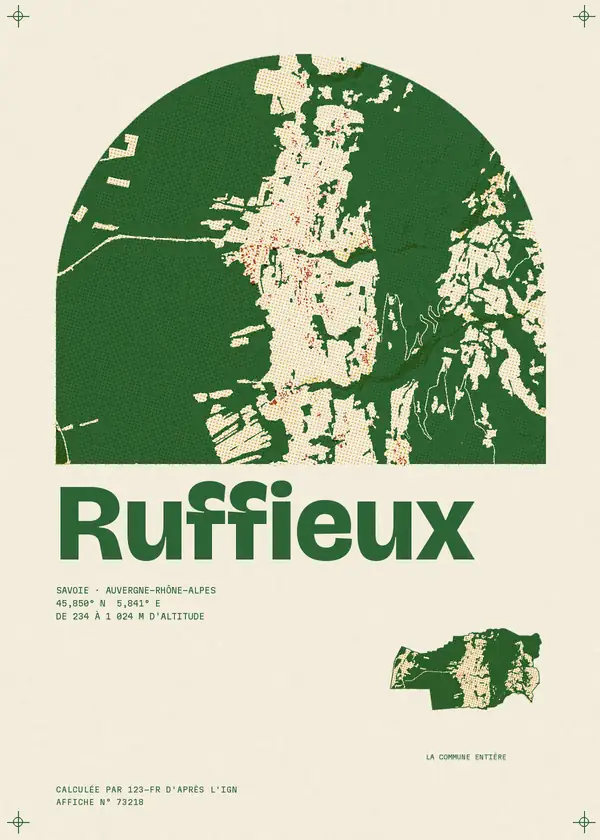 Affiche de Ruffieux, calculée par 123-fr d'après l'IGN