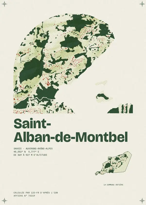 Affiche de Saint-Alban-de-Montbel, calculée d'après l'IGN
