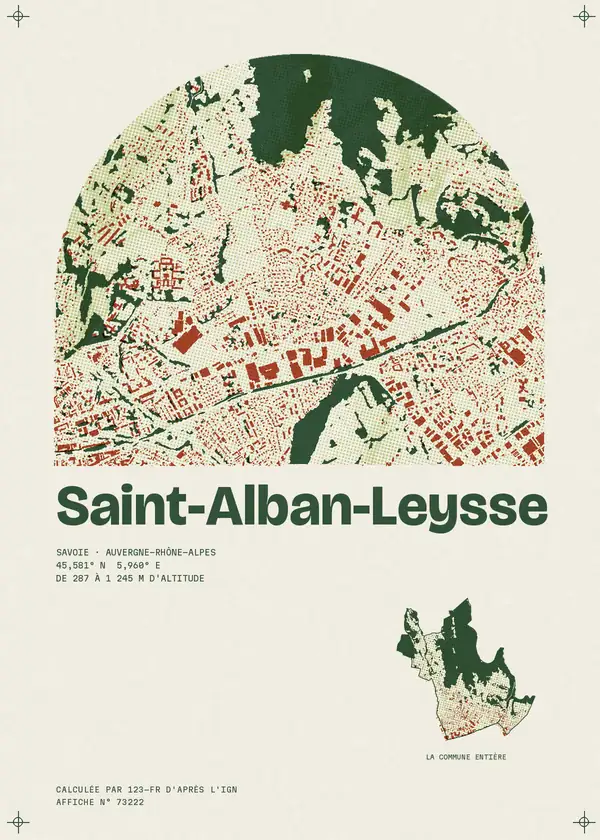 Affiche de Saint-Alban-Leysse, calculée par 123-fr d'après l'IGN