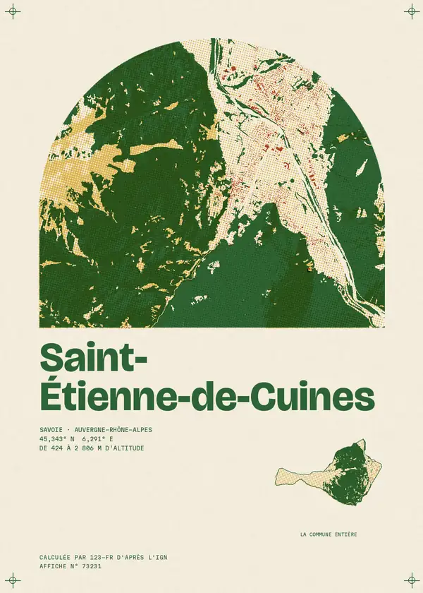 Affiche de Saint-Étienne-de-Cuines, calculée par 123-fr d'après l'IGN