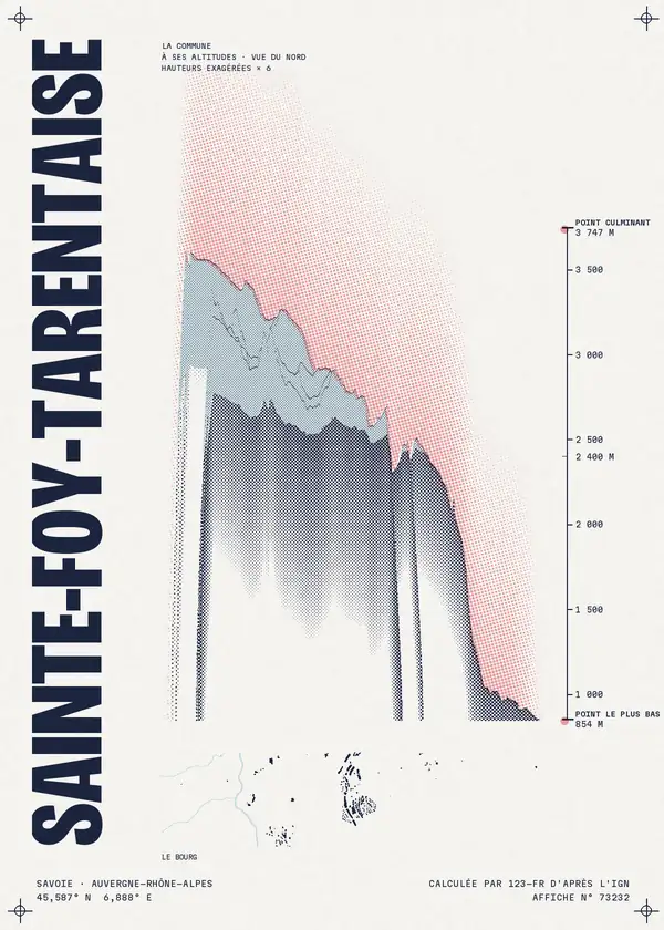 Affiche de Sainte-Foy-Tarentaise, calculée par 123-fr d'après l'IGN