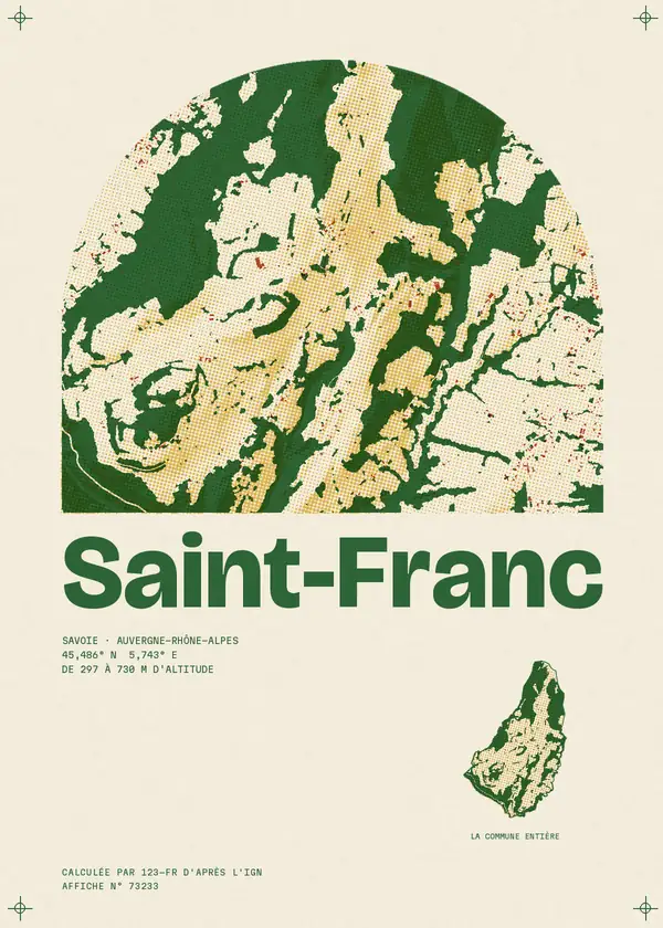 Affiche de Saint-Franc, calculée par 123-fr d'après l'IGN
