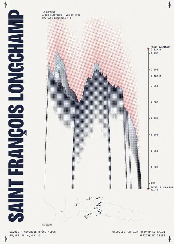 Affiche de Saint François Longchamp, calculée d'après l'IGN