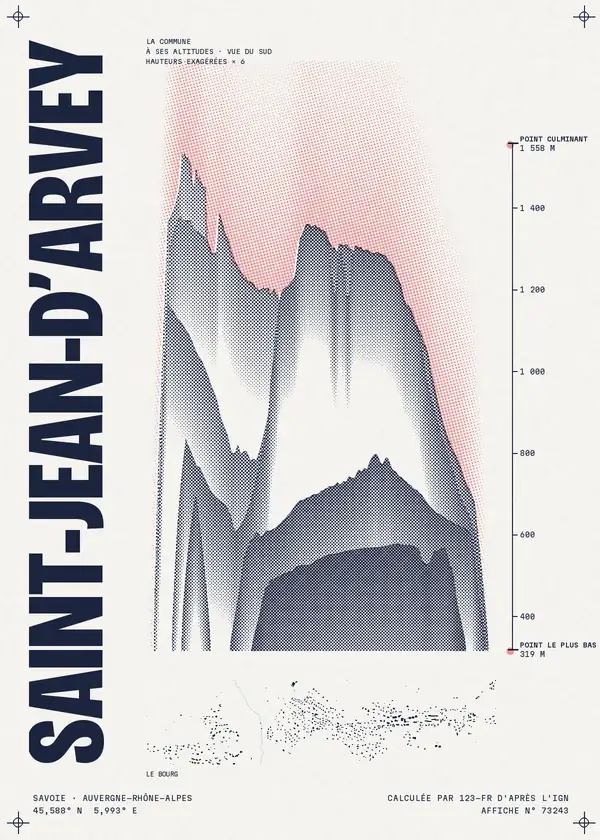 Affiche de Saint-Jean-d'Arvey, calculée par 123-fr d'après l'IGN