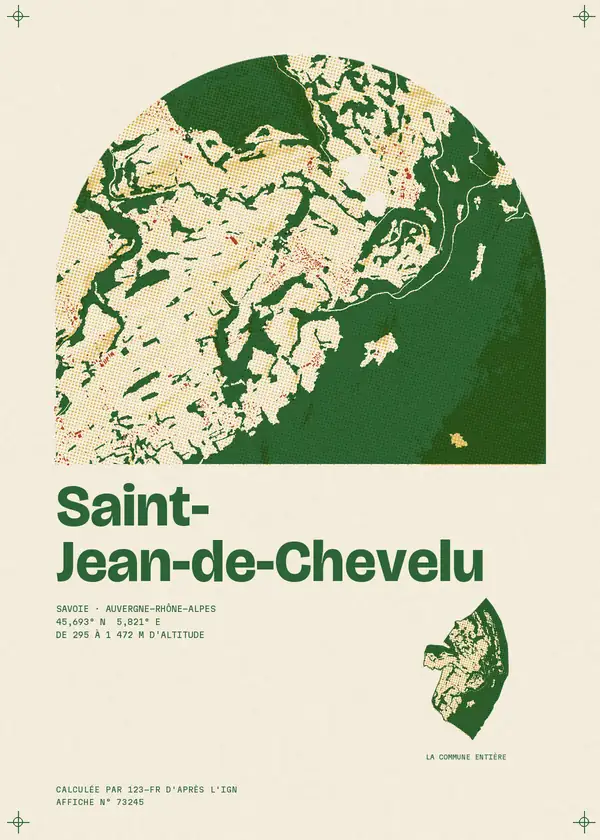 Affiche de Saint-Jean-de-Chevelu, calculée par 123-fr d'après l'IGN