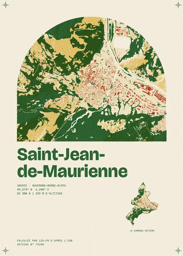 Affiche de Saint-Jean-de-Maurienne, calculée par 123-fr d'après l'IGN