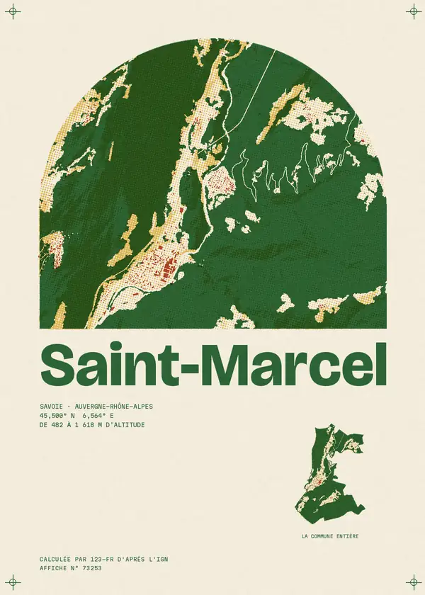 Affiche de Saint-Marcel, calculée par 123-fr d'après l'IGN