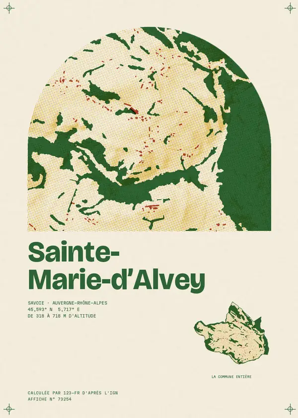 Affiche de Sainte-Marie-d'Alvey, calculée d'après l'IGN