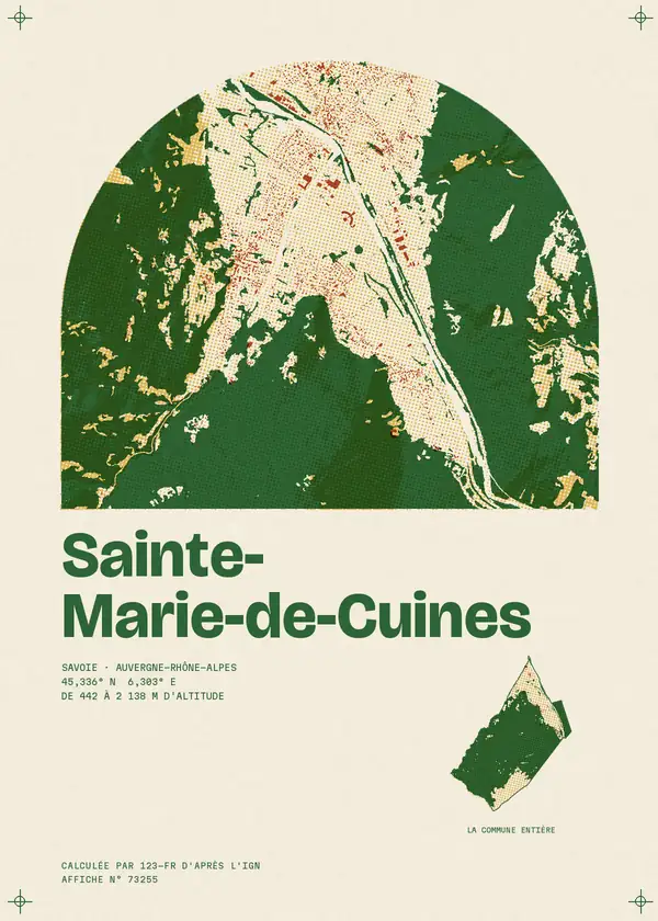 Affiche de Sainte-Marie-de-Cuines, calculée par 123-fr d'après l'IGN