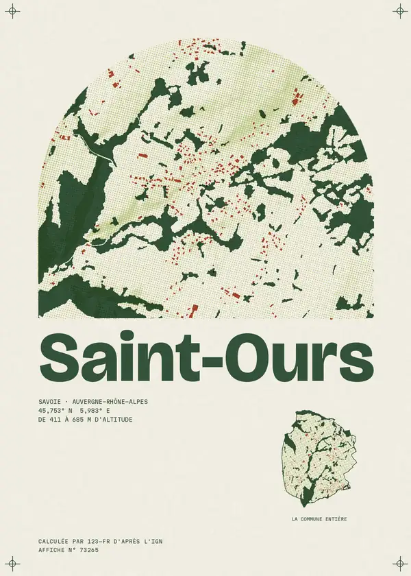 Affiche de Saint-Ours, calculée par 123-fr d'après l'IGN