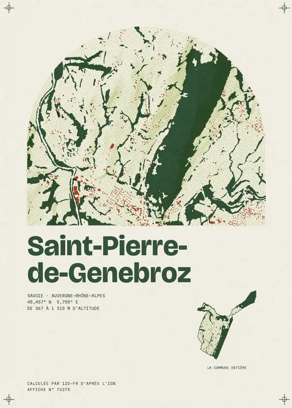 Affiche de Saint-Pierre-de-Genebroz, calculée par 123-fr d'après l'IGN