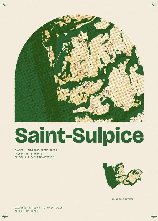 Affiche de Saint-Sulpice, calculée par 123-fr d'après l'IGN