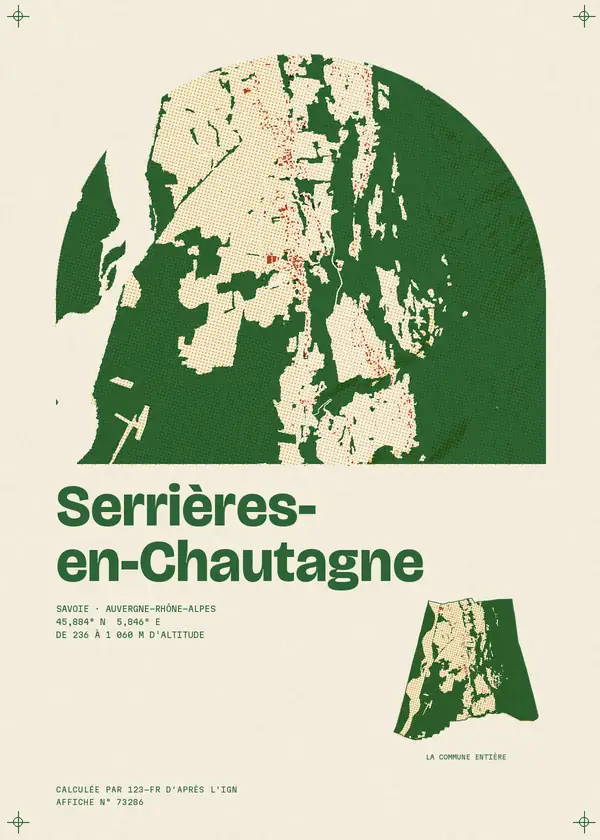 Affiche de Serrières-en-Chautagne, calculée par 123-fr d'après l'IGN