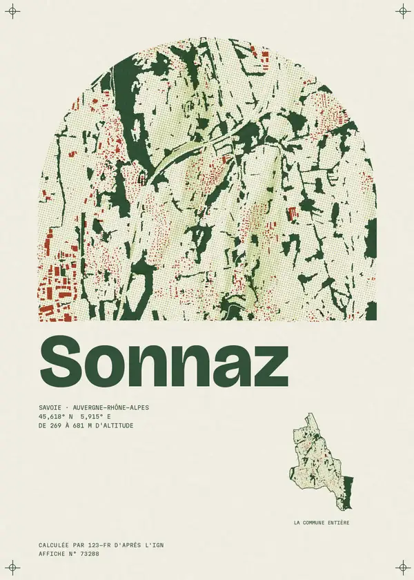 Affiche de Sonnaz, calculée par 123-fr d'après l'IGN