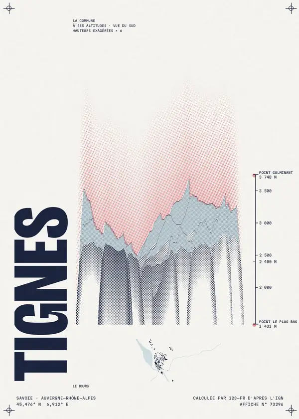 Affiche de Tignes, calculée par 123-fr d'après l'IGN