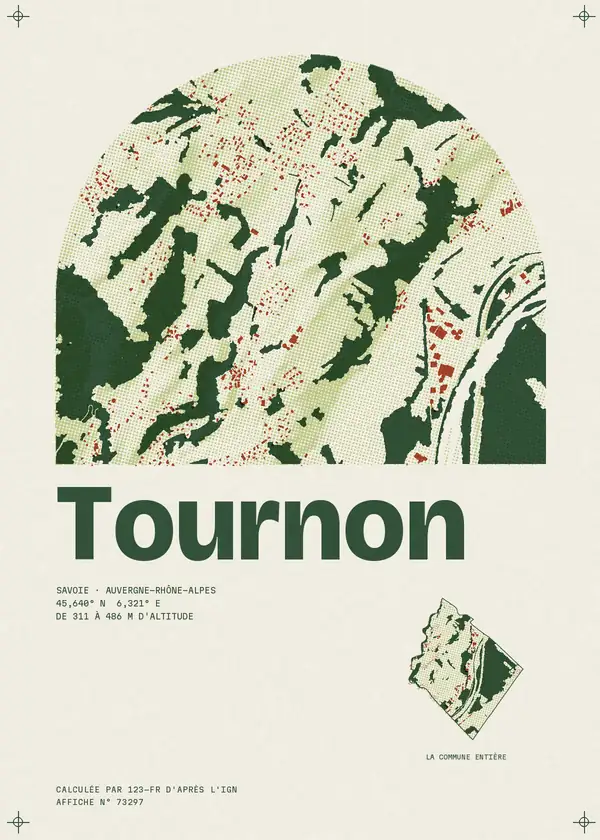 Affiche de Tournon, calculée par 123-fr d'après l'IGN