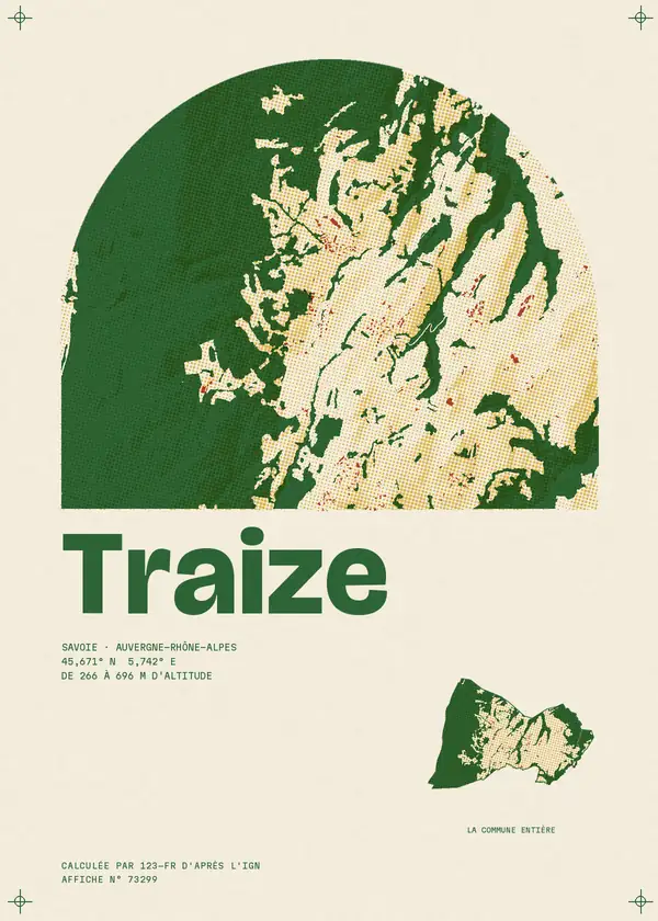 Affiche de Traize, calculée par 123-fr d'après l'IGN