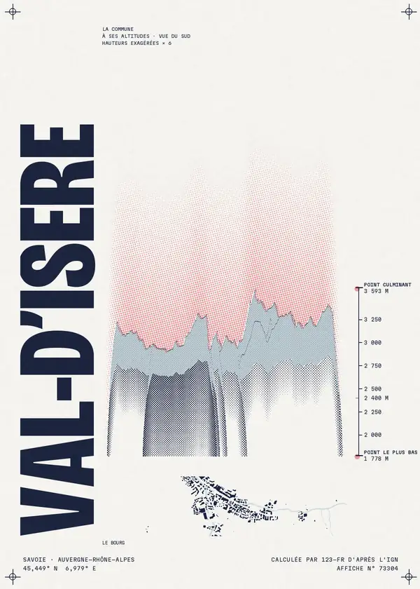 Affiche de Val-d'Isère, calculée par 123-fr d'après l'IGN