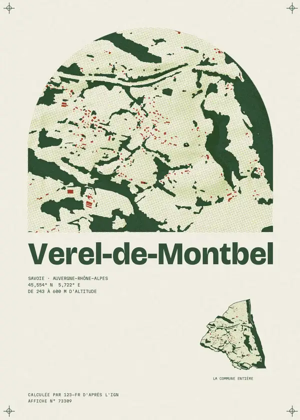 Affiche de Verel-de-Montbel, calculée par 123-fr d'après l'IGN