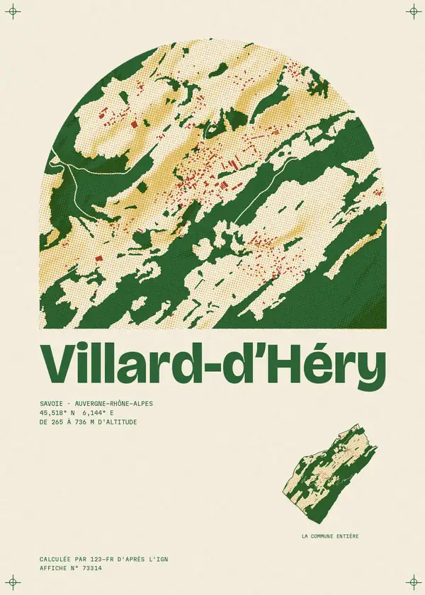 Affiche de Villard-d'Héry, calculée par 123-fr d'après l'IGN