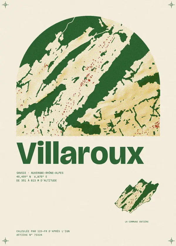 Affiche de Villaroux, calculée par 123-fr d'après l'IGN
